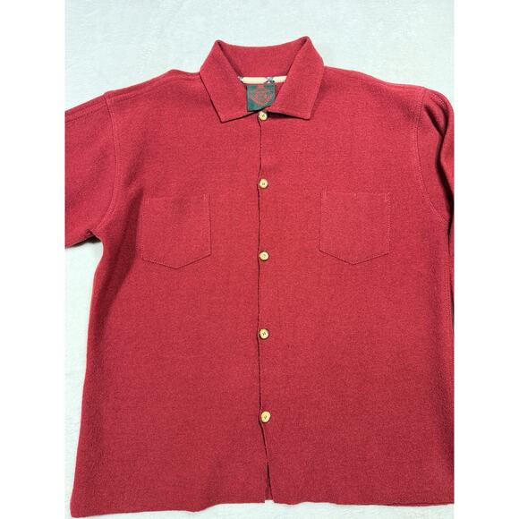 Le Prince Jardinier Men's Sz. L Red Wool Knit Overshirt Coastal Grandpa Heritage
